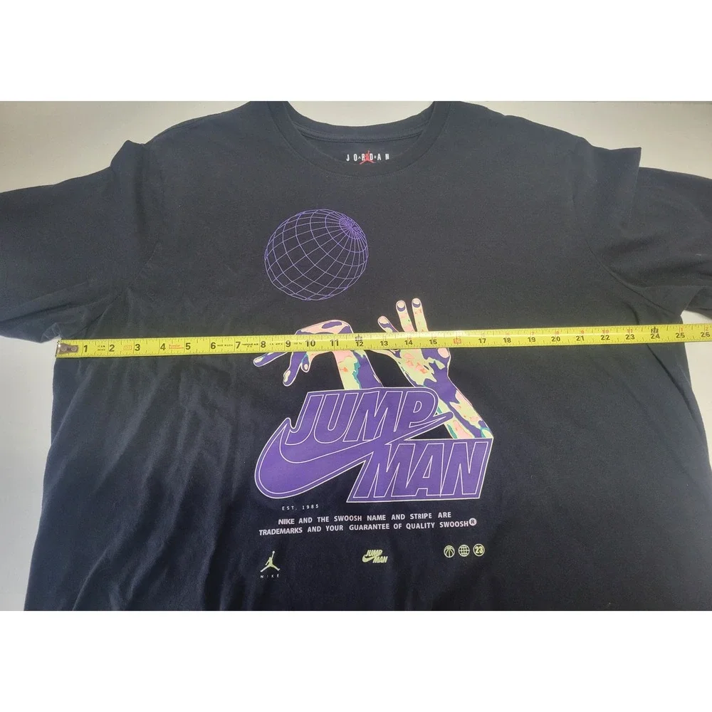 Jordan Jumpman Graphic T-Shirt‎ Mens XXL Black Purple Globe Basketball Tee